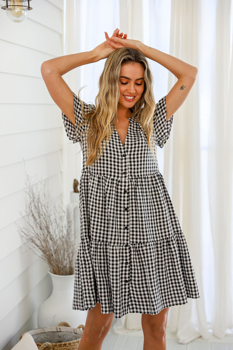 Sofia Gingham Dress Black