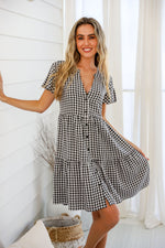 Sofia Gingham Dress Black