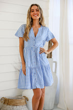 Sofia Gingham Dress Blue
