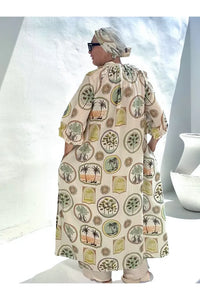 Palm Print Dress White