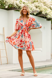 Lola Abstract Mini Dress Red