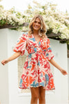 Lola Abstract Mini Dress Red