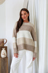 Stripe Slouch Knit Mocha/Latte