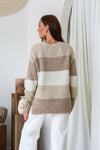 Stripe Slouch Knit Mocha/Latte