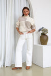 St Moritz Patchwork Knit Latte/Ivory