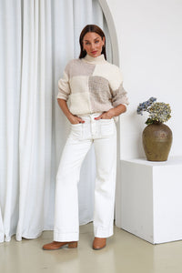 St Moritz Patchwork Knit Latte/Ivory