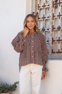 Sorrento Stripe Top Chocolate