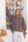 Sorrento Stripe Top Chocolate