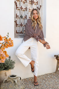 Sorrento Stripe Top Chocolate