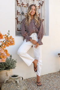 Sorrento Stripe Top Chocolate