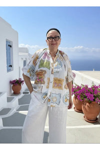 Mediterranean Print Shirt White