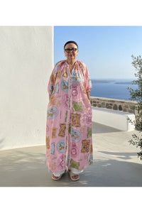 Mediterranean Print Dress Pink