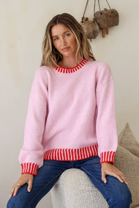 Tilly Stitch Crew Knit Pink/Red