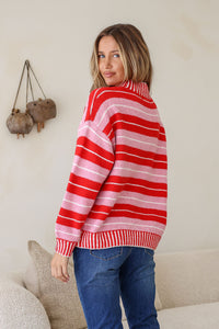 Stanford Multi Stripe Knit Red/Pink