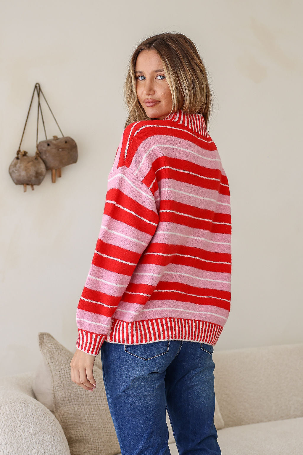 Stanford Multi Stripe Knit Red/Pink