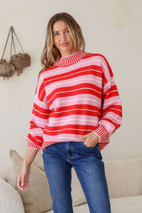 Stanford Multi Stripe Knit Red/Pink