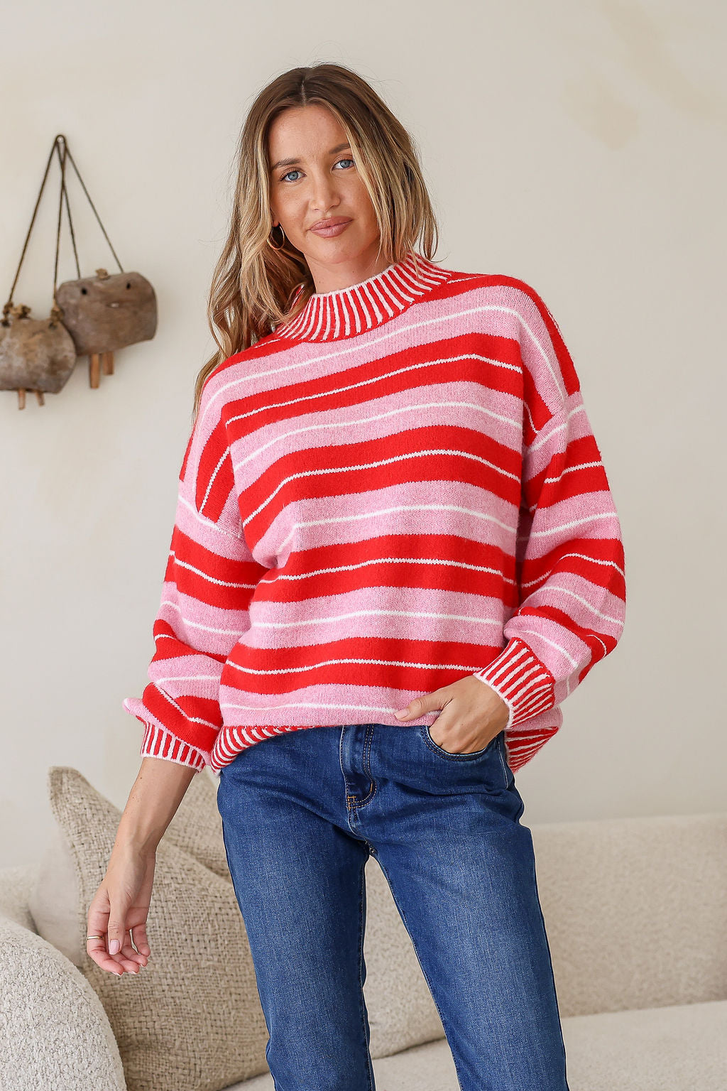 Stanford Multi Stripe Knit Red/Pink