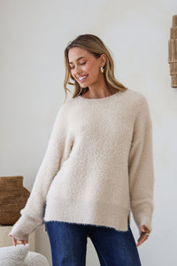 Fluffy Canyon Split Knit Latte