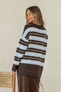 Bedford Multi Stripe Knit Choc/Blue