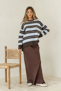 Bedford Multi Stripe Knit Choc/Blue