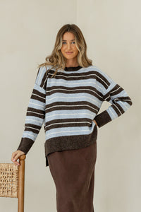 Bedford Multi Stripe Knit Choc/Blue