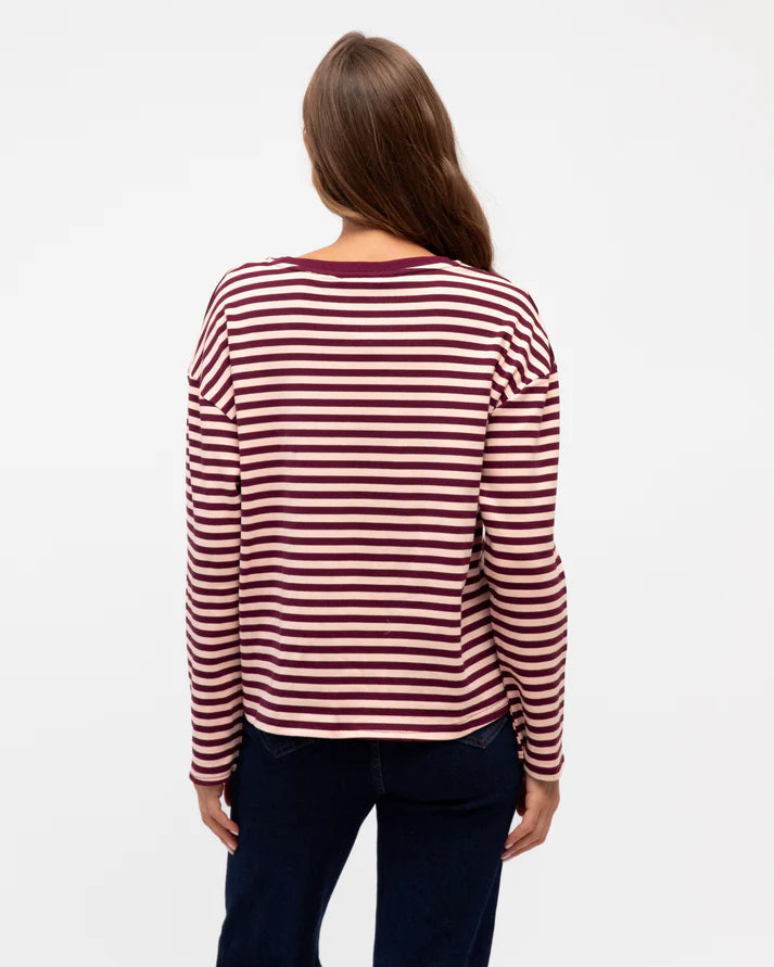 Tuck Tee Long Sleeve Pink/Burgundy