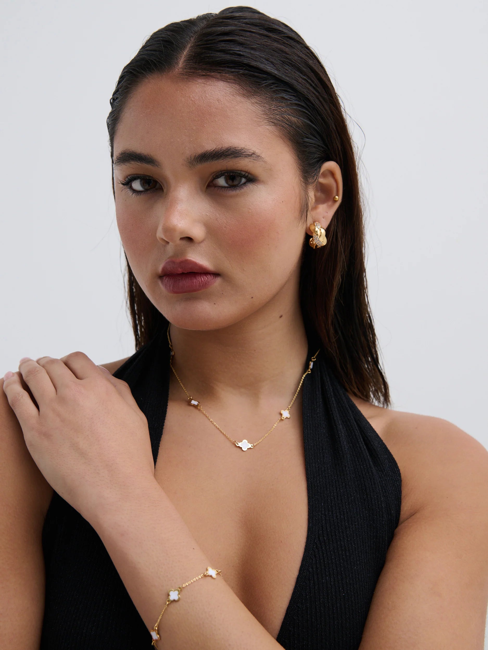 Clover 18K Gold Plated Necklace White/Gold