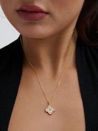 Clover Embellished 18K Gold Plated Necklace Gold