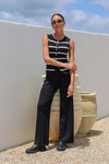 Stacy Knit Vest Black Stripe