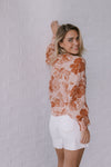 Ava Floral Top Tan/Blush