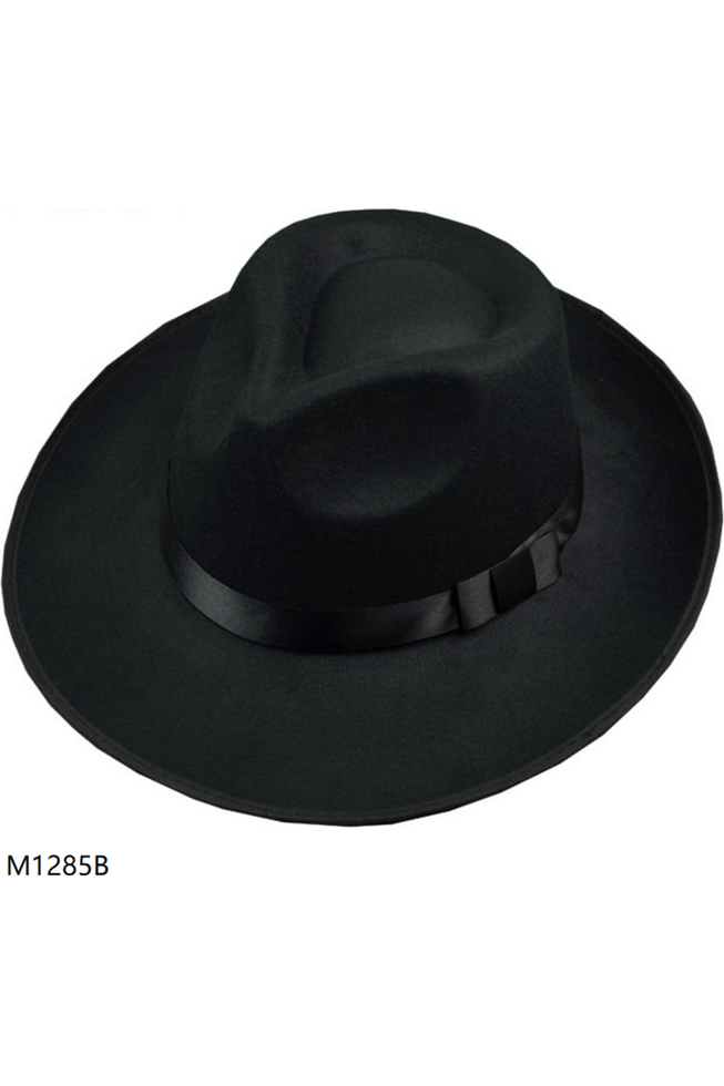 Men's Fedora Hat Black Satin