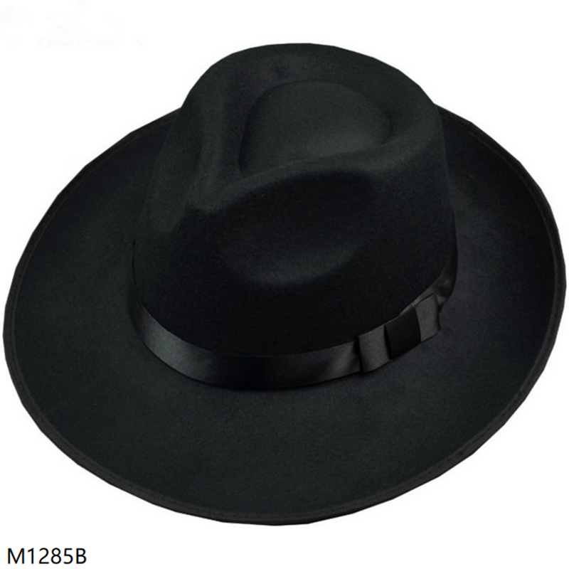Men's Fedora Hat Black Satin