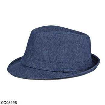 Mens Summer Trilby Hat Denim Blue