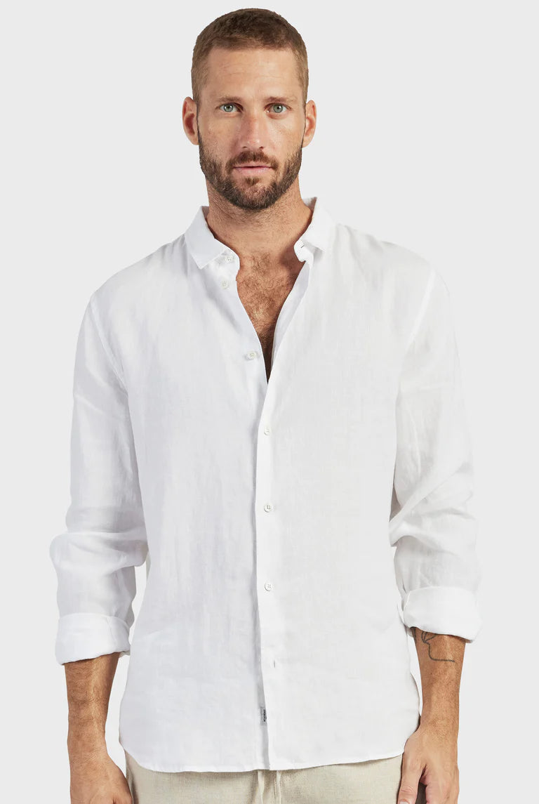 Mick Linen L/S Shirt White