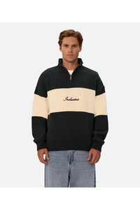 The Osborne Zip Neck Knit Pine/Cream
