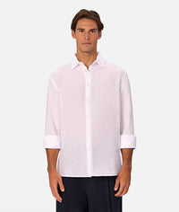 St Martins L/S Linen Shirt White