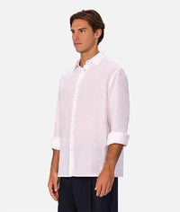 St Martins L/S Linen Shirt White