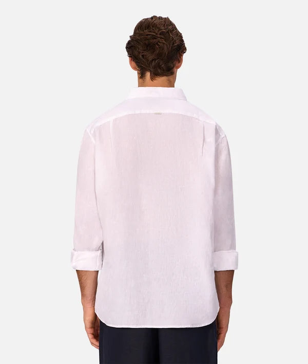 St Martins L/S Linen Shirt White