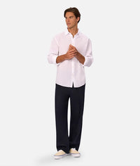 St Martins L/S Linen Shirt White