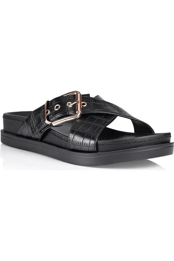 Oscar Chunky Slide Black Croc