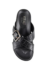 Oscar Chunky Slide Black Croc