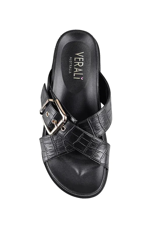 Oscar Chunky Slide Black Croc