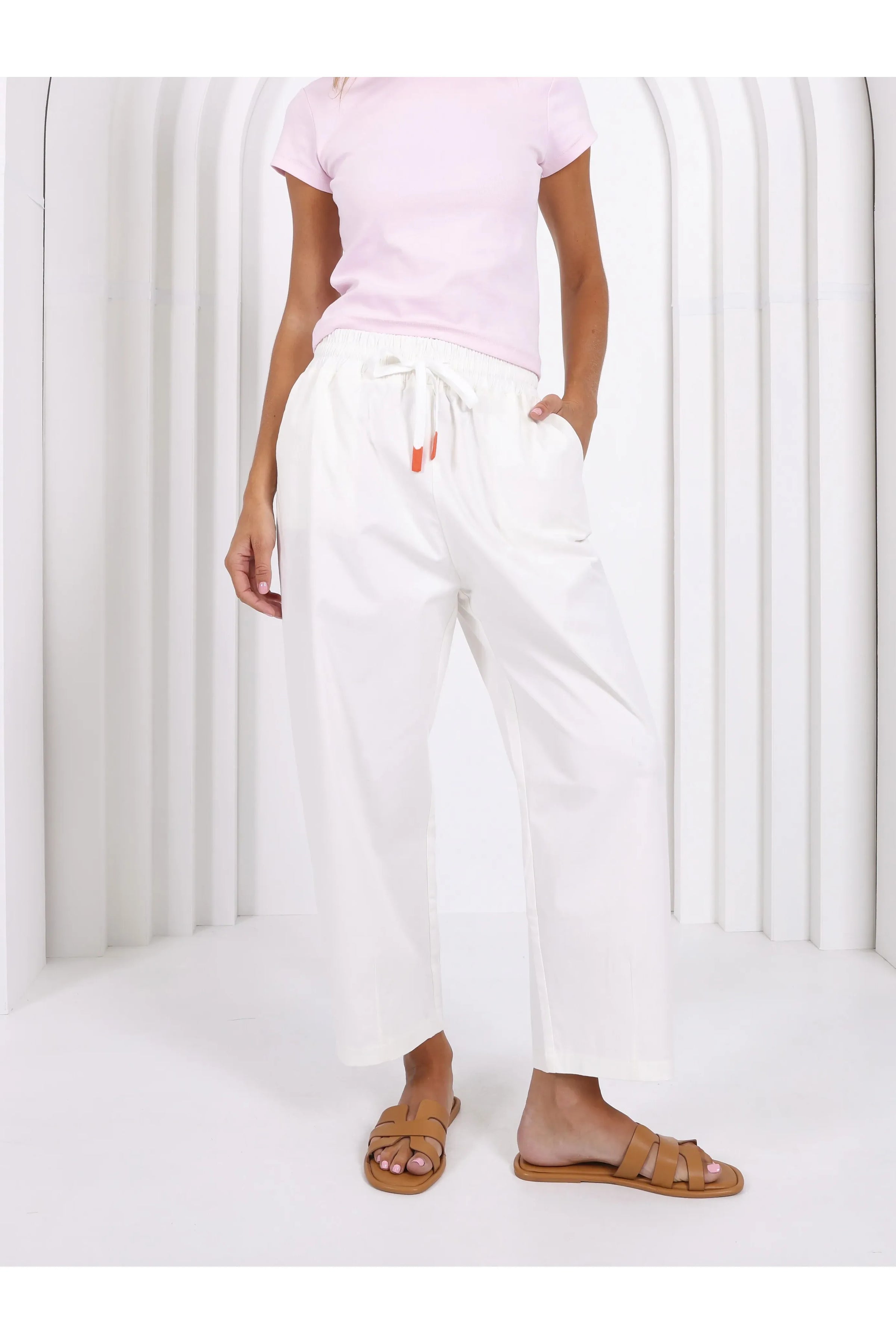 Charlie Barrel Pant White