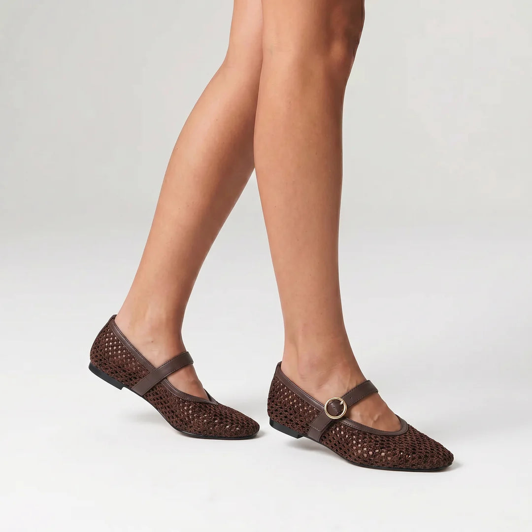 Eunice Mary-Jane Flats Chocolate