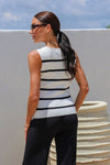 Stacy Knit Vest White Stripe