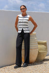 Stacy Knit Vest White Stripe