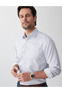 Non Iron Dobby Mini Check Shirt Navy