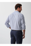 Non Iron Twill Stripe Shirt Navy