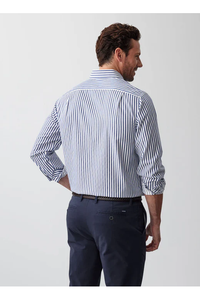 Non Iron Twill Stripe Shirt Navy
