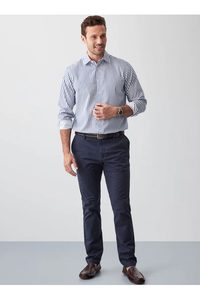 Non Iron Twill Stripe Shirt Navy